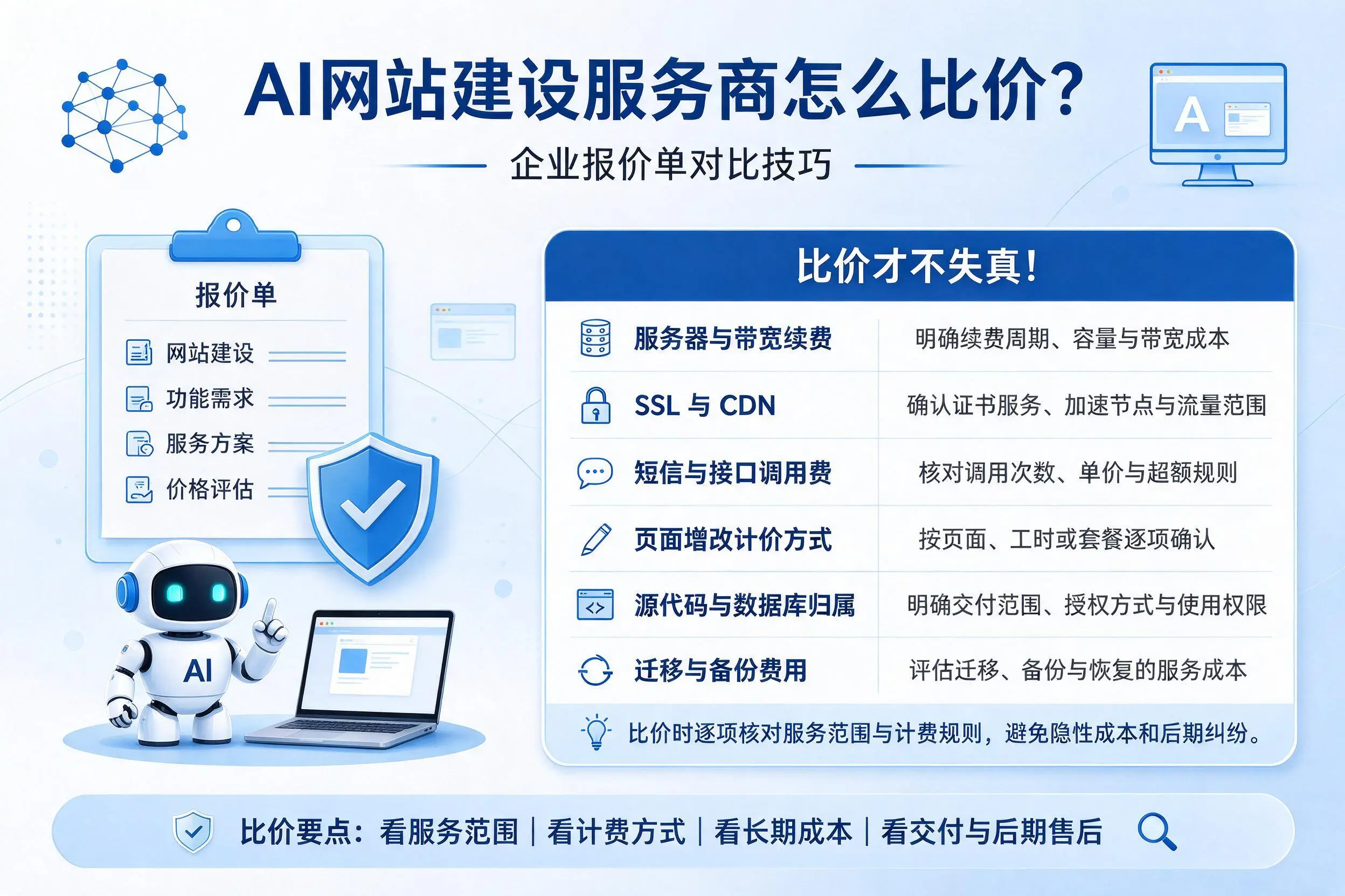 AI网站建设服务商怎么比价？资阳企业报价单对比技巧